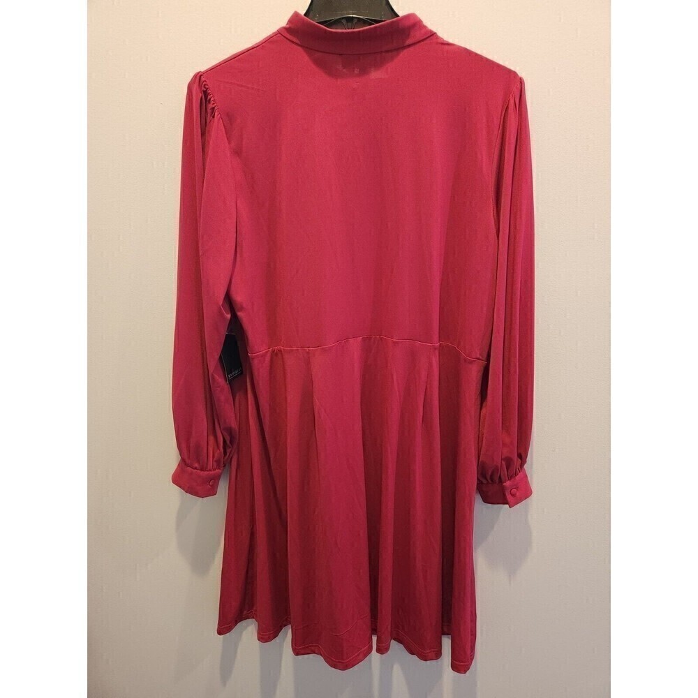 Eloquii Dress Keyhole Cut Out Button Detail Balloon Sleeve Sz 20 Burgandy Nwt - Picture 5 of 10